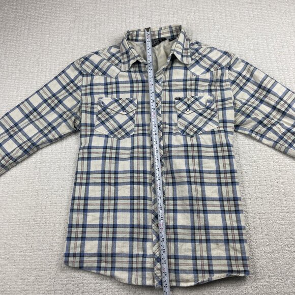 Salt Valley Western Shirt Men’s L White / Blue Plaid Button Up Long Sleeve Snap* - Picture 13 of 16